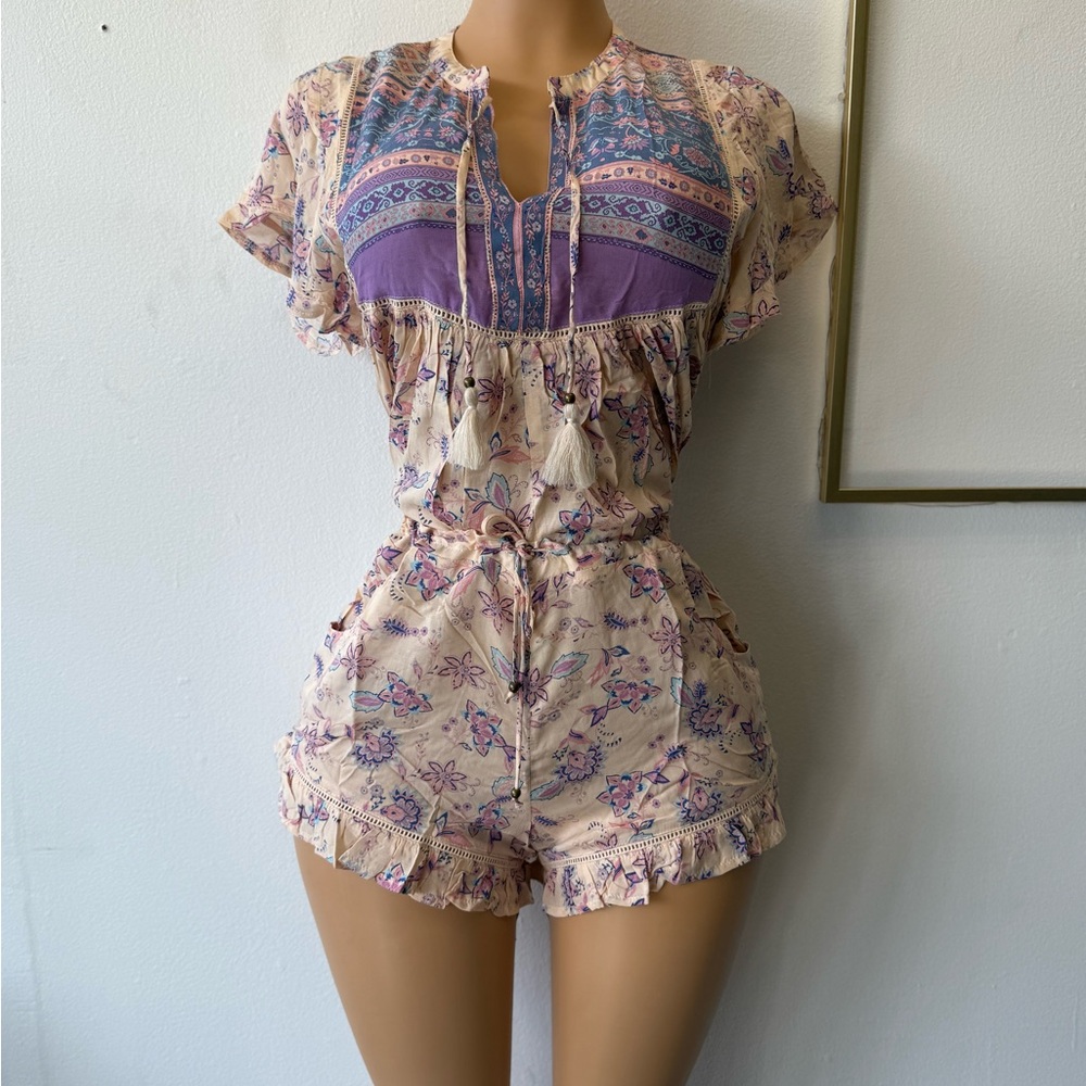 Floral Boho Two Piece Set with Purple Accents
